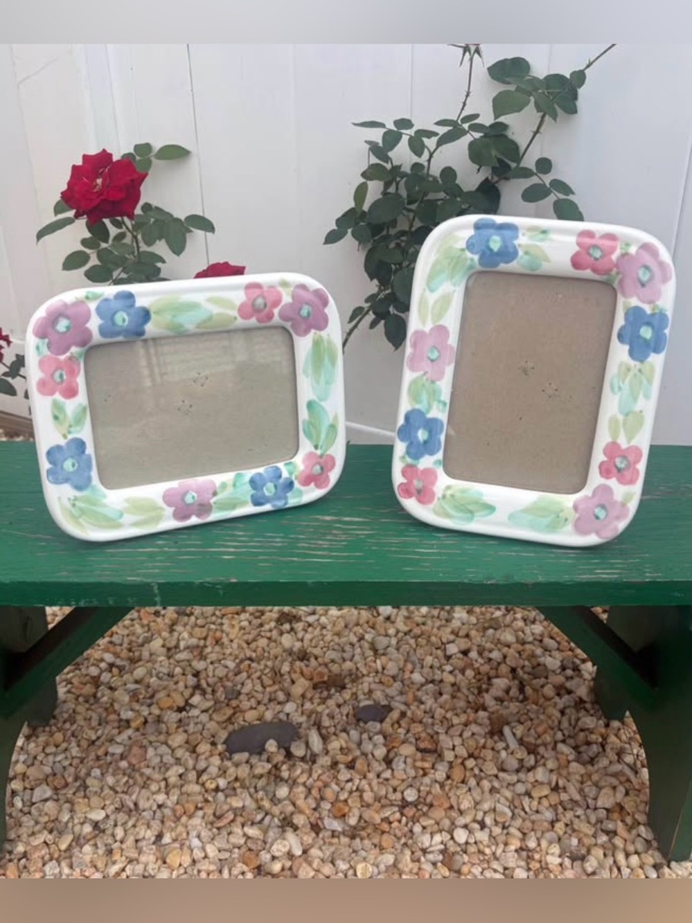 Vintage Ceramic Floral Picture Frames Set of 2